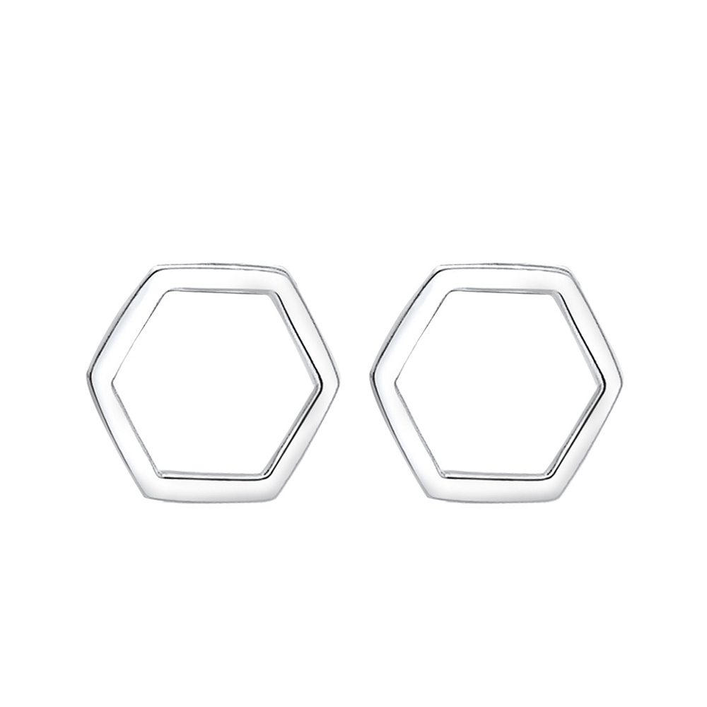 Elli Elli Boucles d'Oreilles Femmes Clou d'oreille Hexagon Geo Tendance Filigrane en a Boucles d'oreilles