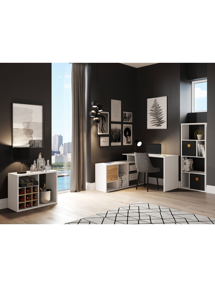 Phoenix Group AG  Fortuna - SET Regal mit 6 Fächern inkl. Tür-/Schubladeneinsatz, weiss, B/H/T: 58x146,6x34 cm günstig kaufen onesize