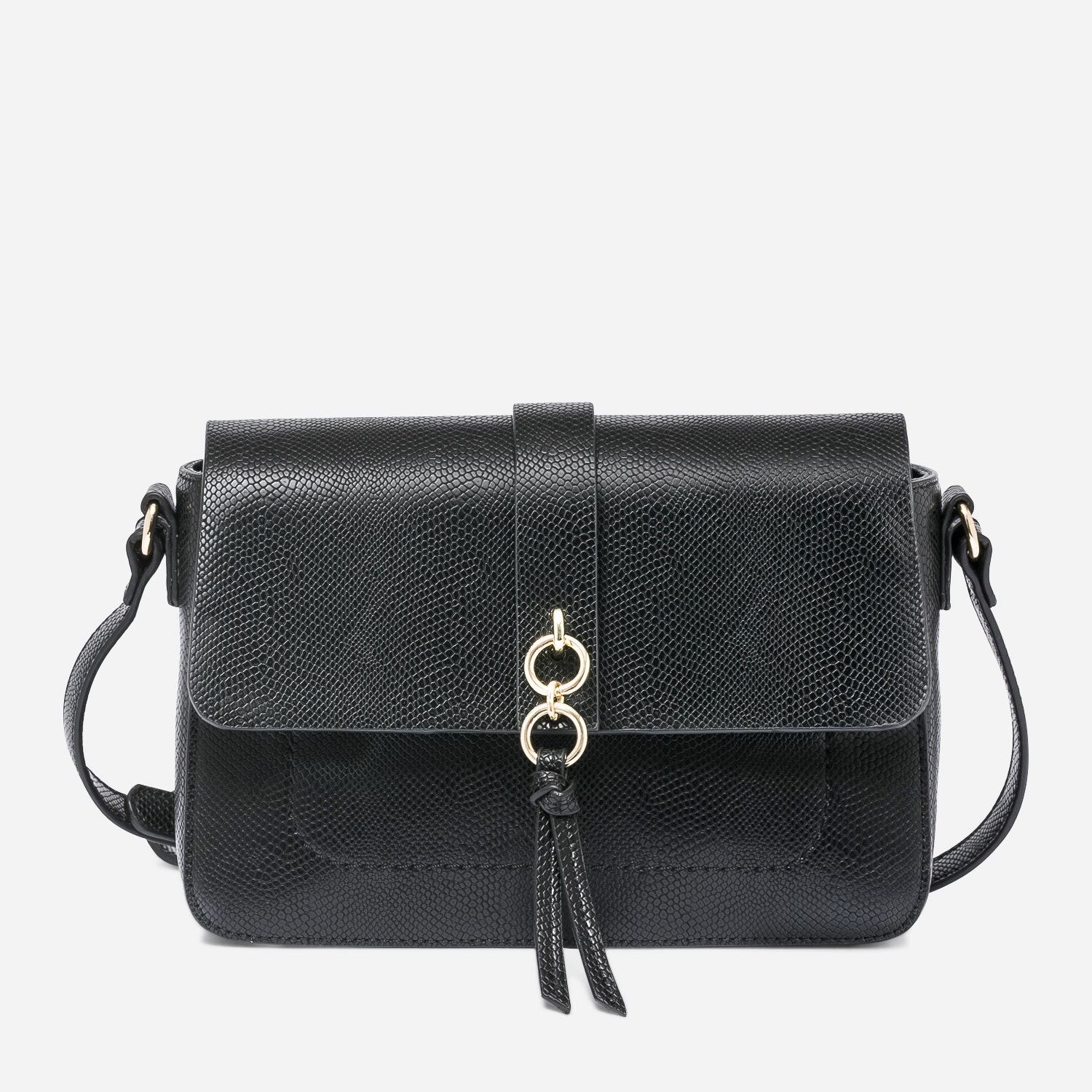 Sac bandoulière noir avec double anneaux