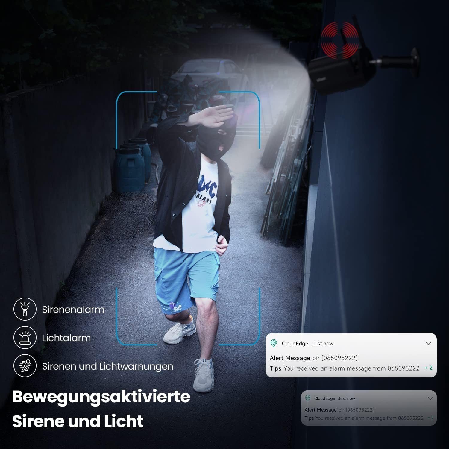 ieGeek 2K 3MP Überwachungskamera Aussen solar,Kabellos Kamera mit SD Karte Überwachungskamera (Aussen Außen Außenbereic Innenbereich, Videoverlauf,Multi-Device-Sharing,Arbeit mit Alexa,IP65 wasserdicht, FHD,4-dBi-Antenne,PIR-Bewegungserkennung&Sirene
