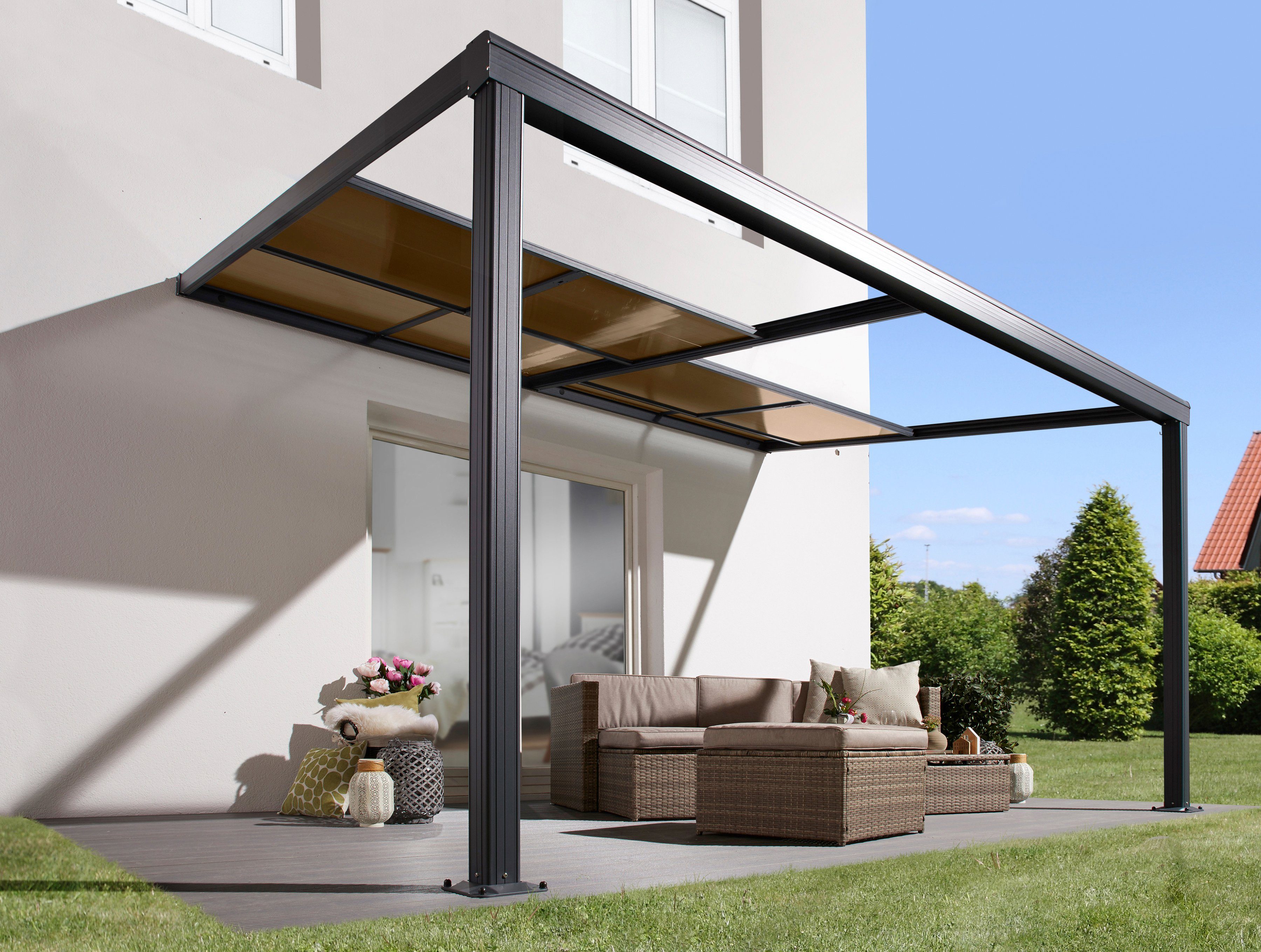 KONIFERA Terrassendach, BxT: 400x300 cm, Bedachung Doppelstegplatten, BxT: 400x300 cm