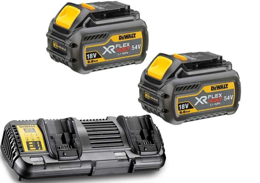 DeWalt Tilbehør DCB132T2-QW DCB132T2 FlexVolt Starter Kit - 2 x FlexVolt batteri 54V 6,0Ah Li-Ion + DCB132 Dobbeltlader