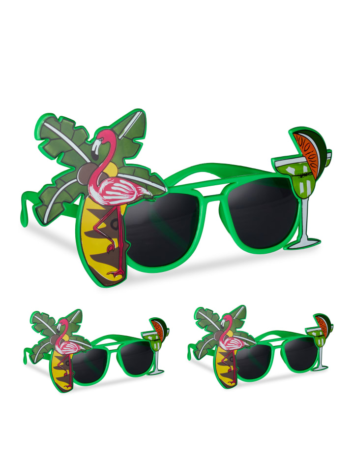 relaxdays 3x Partybrille in Grün günstig kaufen onesize