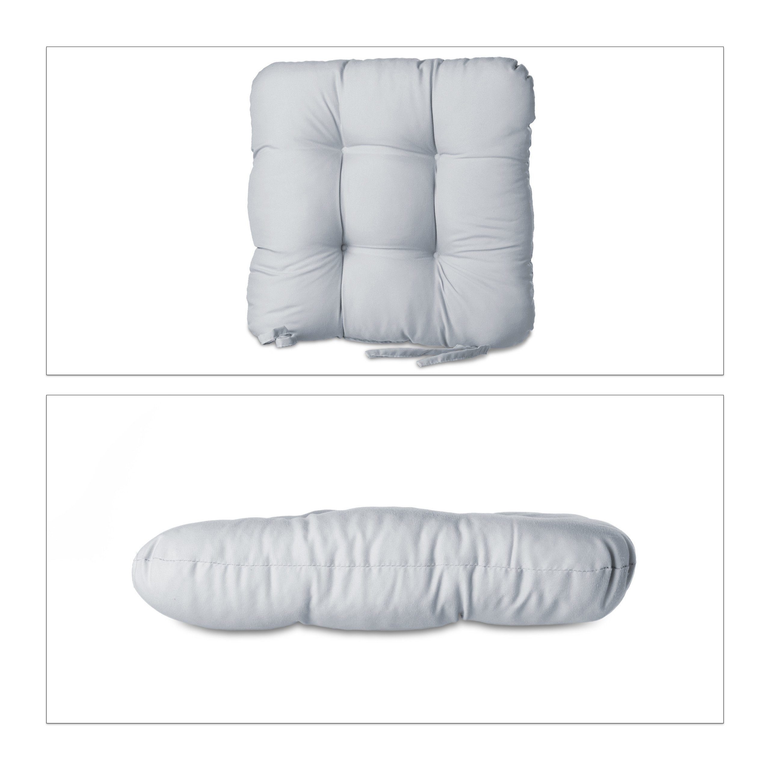 relaxdays Stuhlkissen Stuhlkissen 4er Set, Grau