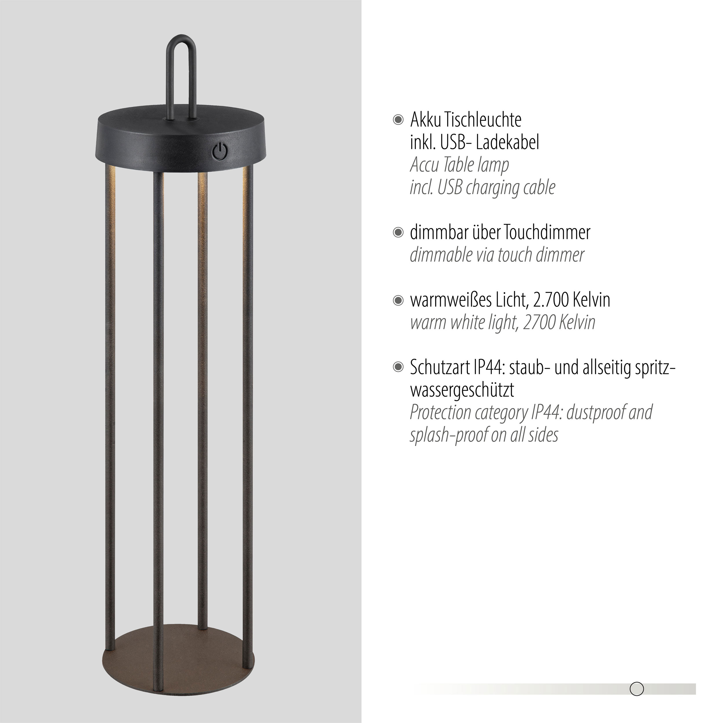 JUST LIGHT.LED-Akku-Tischleuchte 1flg