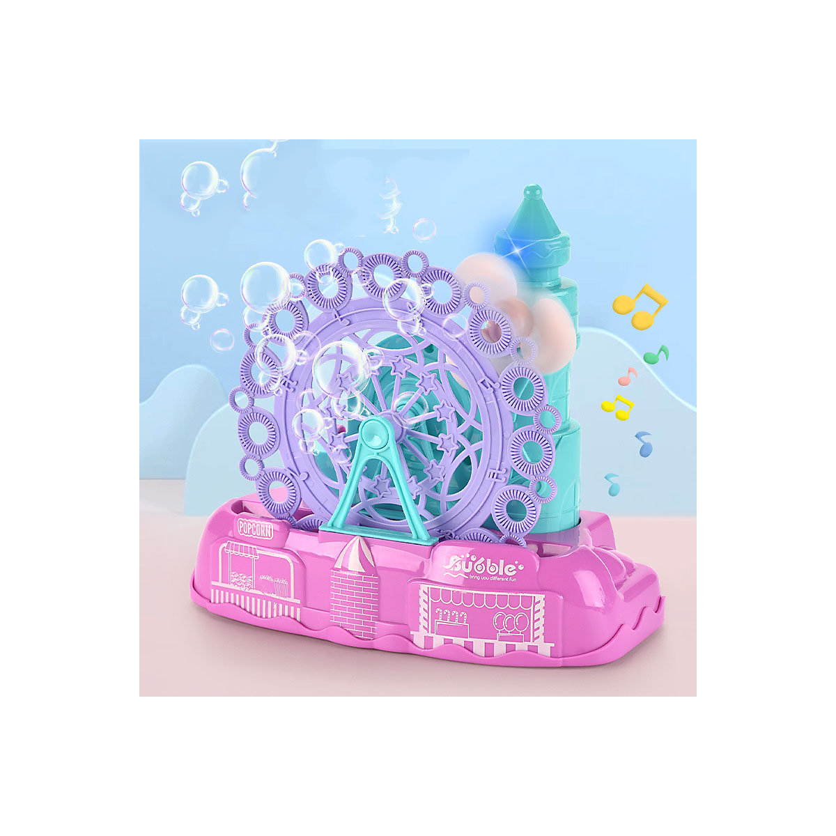 Bubble Maker Spielzeug Riesenrad Kinder-Seifenblasenmaschine mit Musik