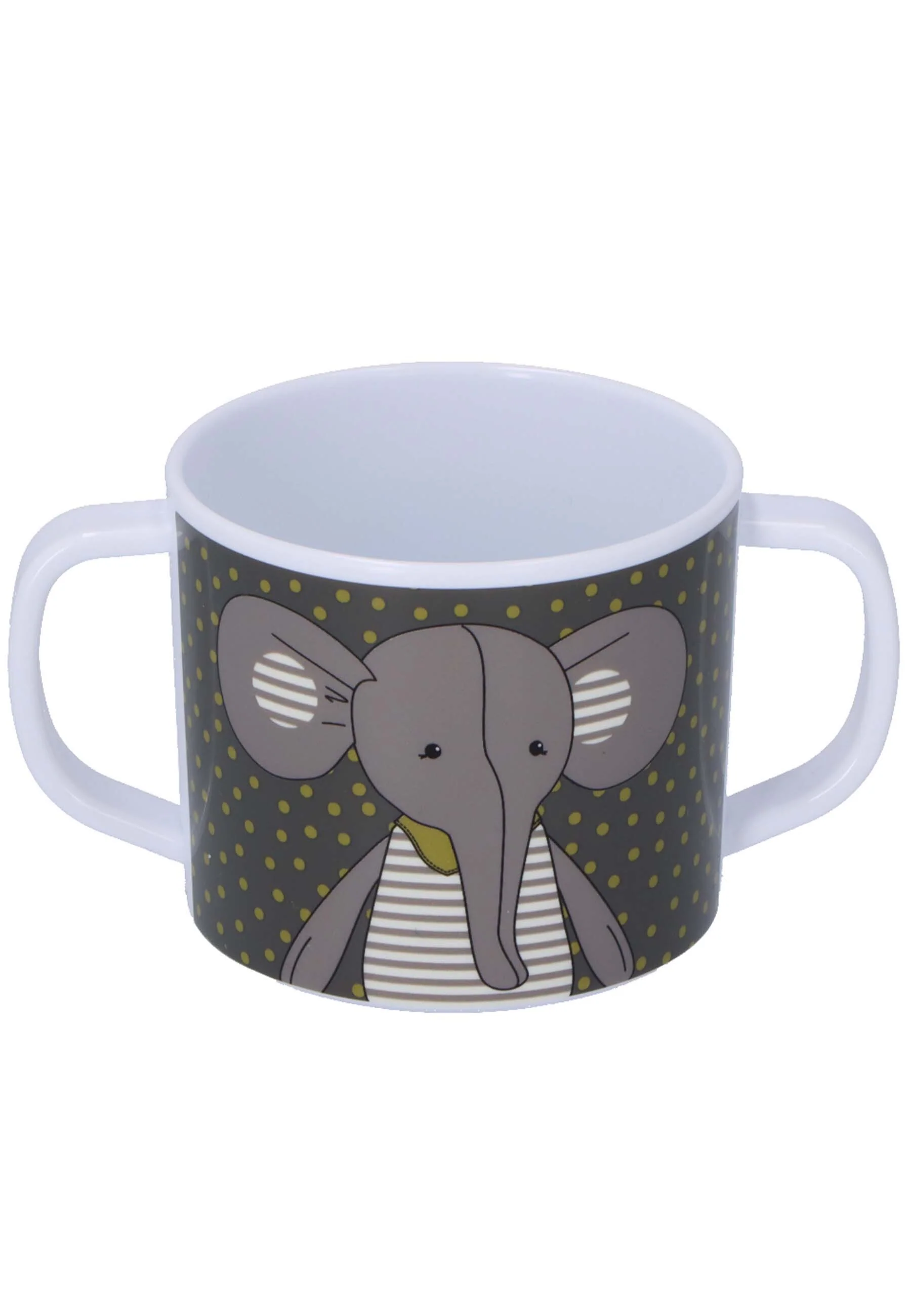 Henkeltasse + Trinkaufsatz Elefant Eddy+Hase Happy