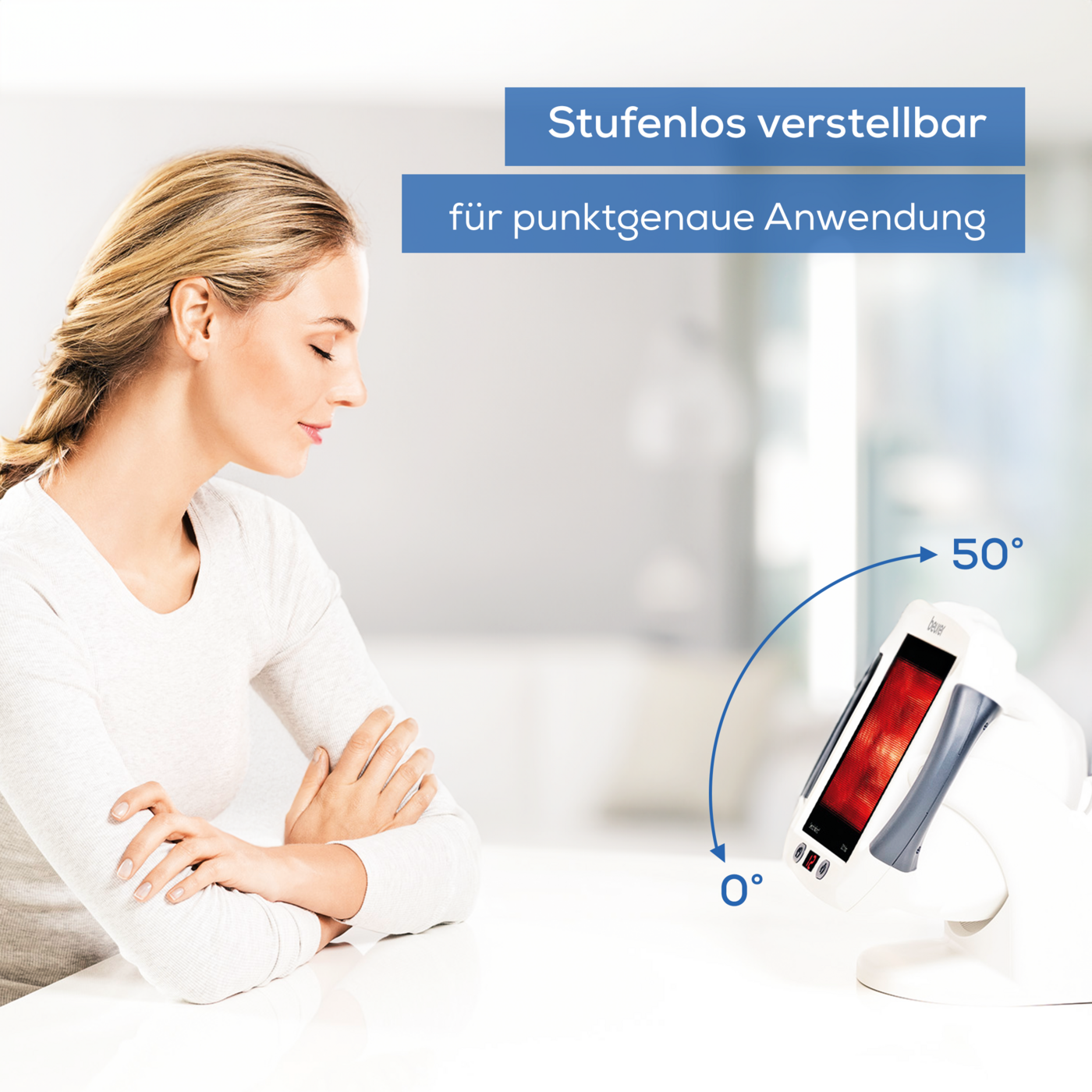 Beurer Infrarot-Wärmestrahler IL 50-Extra große Infrarotlampe mit Timer, Abschaltautomatik & Keramik Glasscheibe