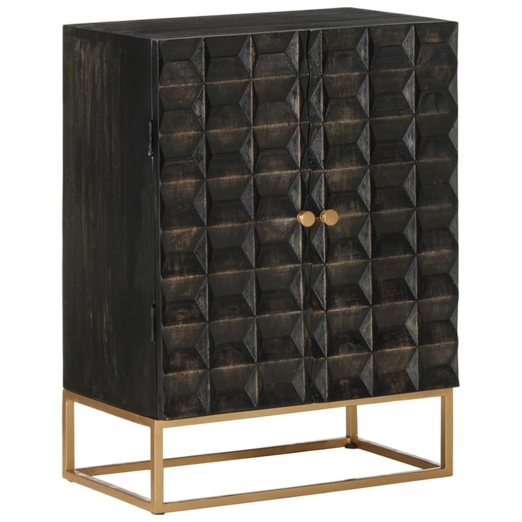 vidaXL Sideboard Sideboard Schwarz 55x34x75 cm Massivholz Mango und Eisen (1 St)