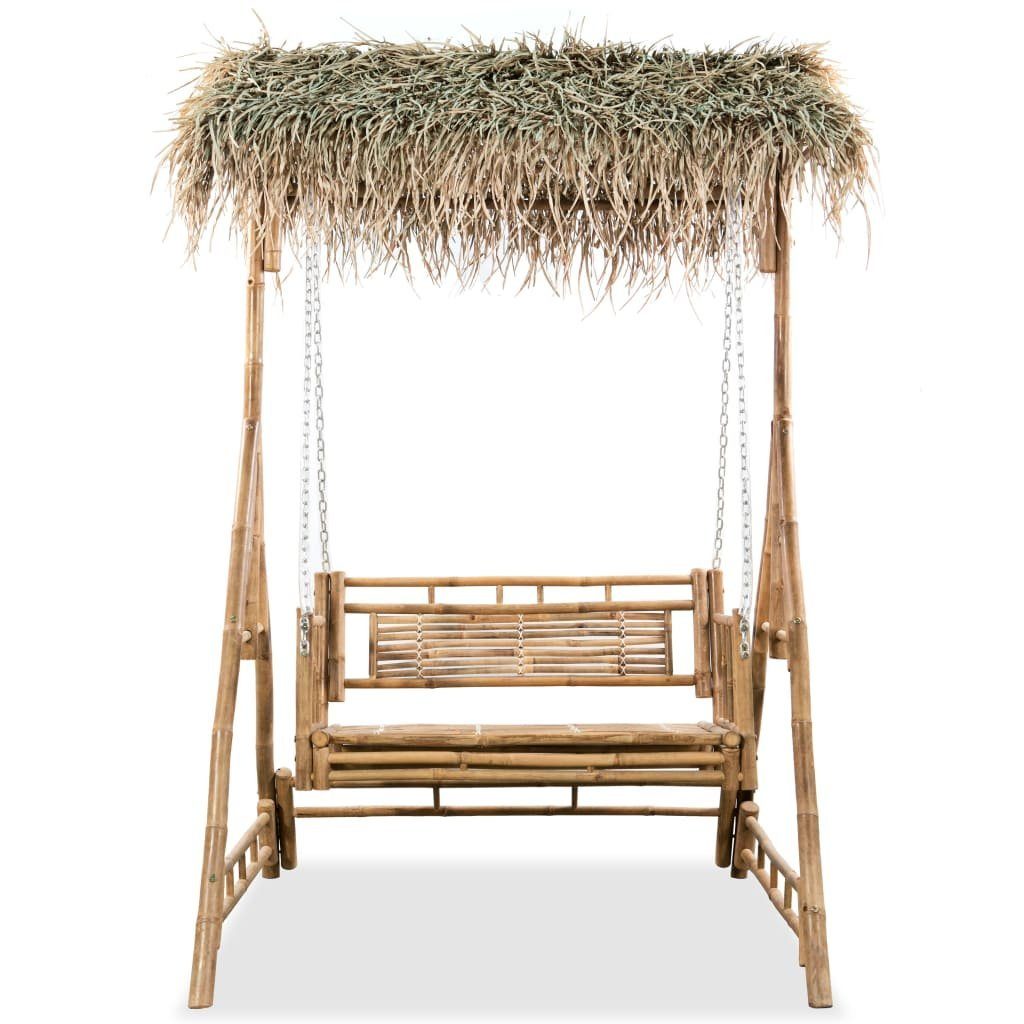 vidaXL Hollywoodschaukel 2-Sitzer-Schaukelbank mit Palmblättern Bambus 202 cm, 1 tlg.