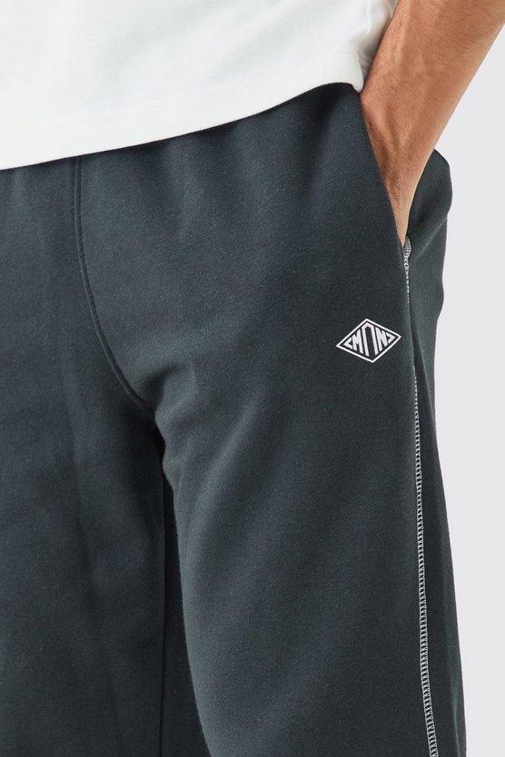 Man Jogginghose mit Kontrast-Naht und geteiltem Saum