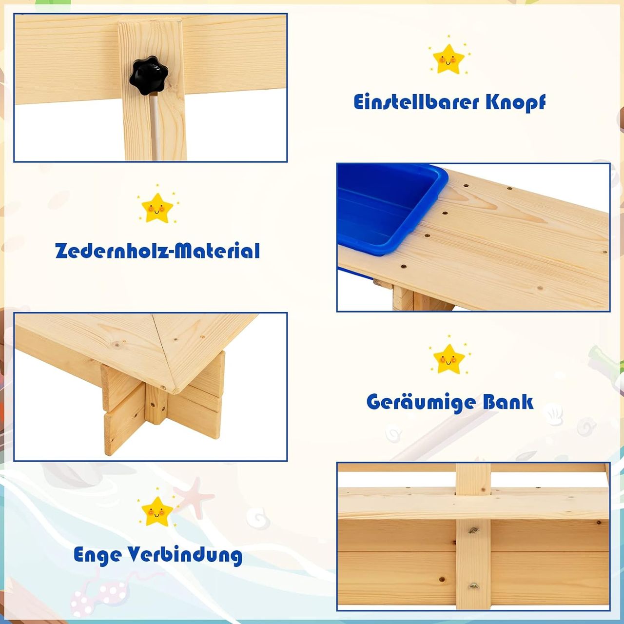 Costway Sandkasten aus Holz
