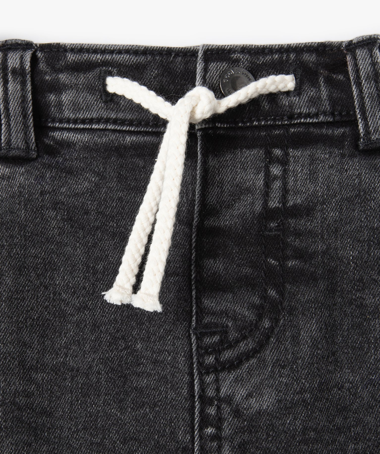 Jean bébé Garçon avec taille élastique et ceinture corde noir | GEMO