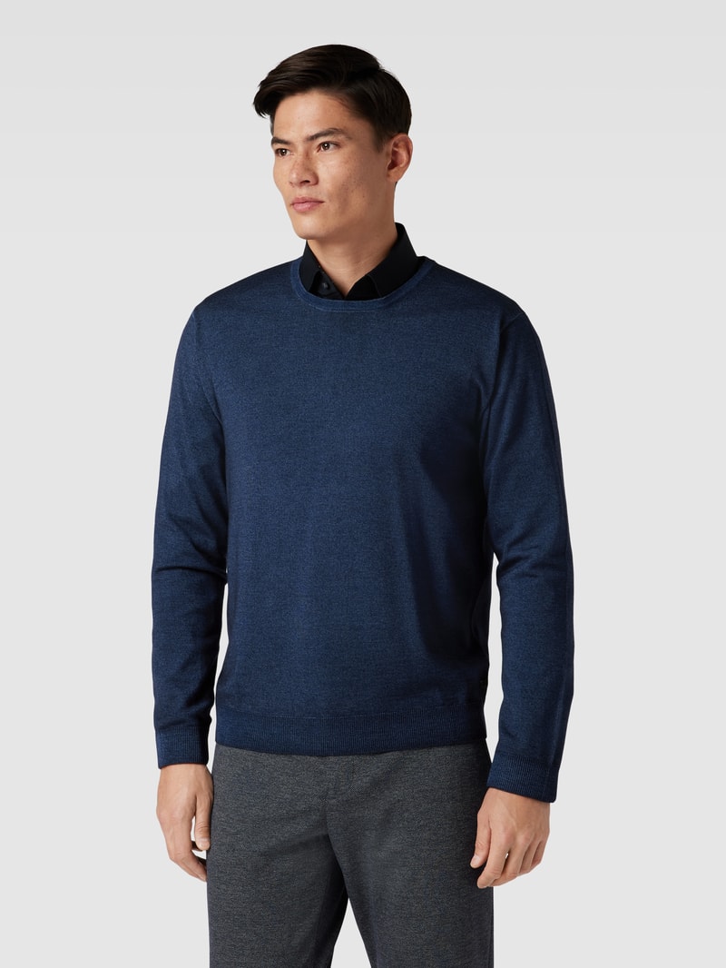 Strickpullover aus Wolle mit Rundhalsausschnitt in blau