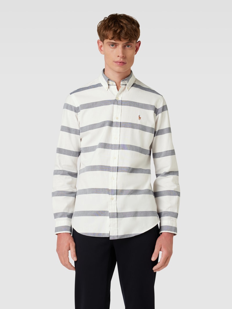 Custom Fit Freizeithemd mit Button-Down-Kragen in marineblau