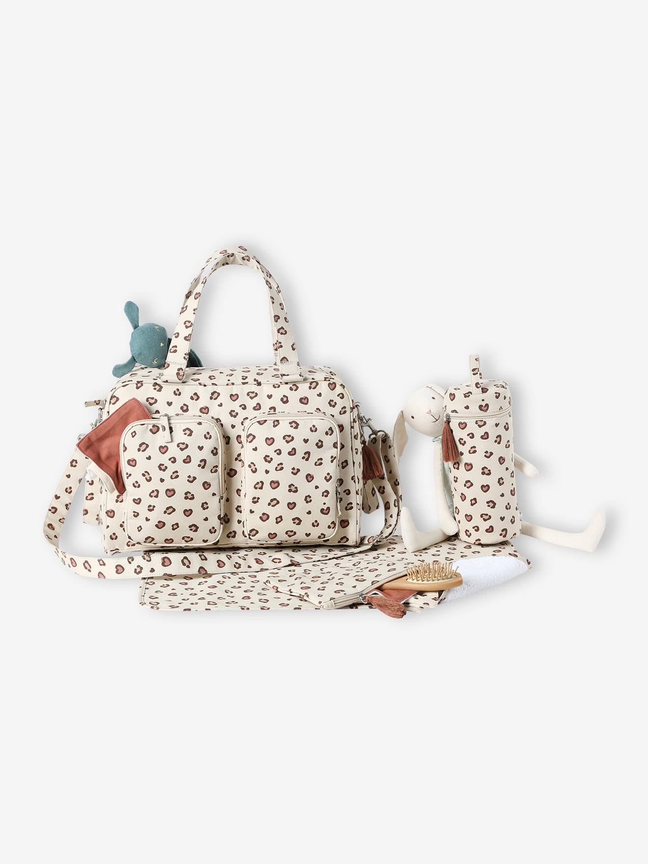 Vertbaudet Wickeltasche FAMILY, personalisierbar - sandfarben leoprint