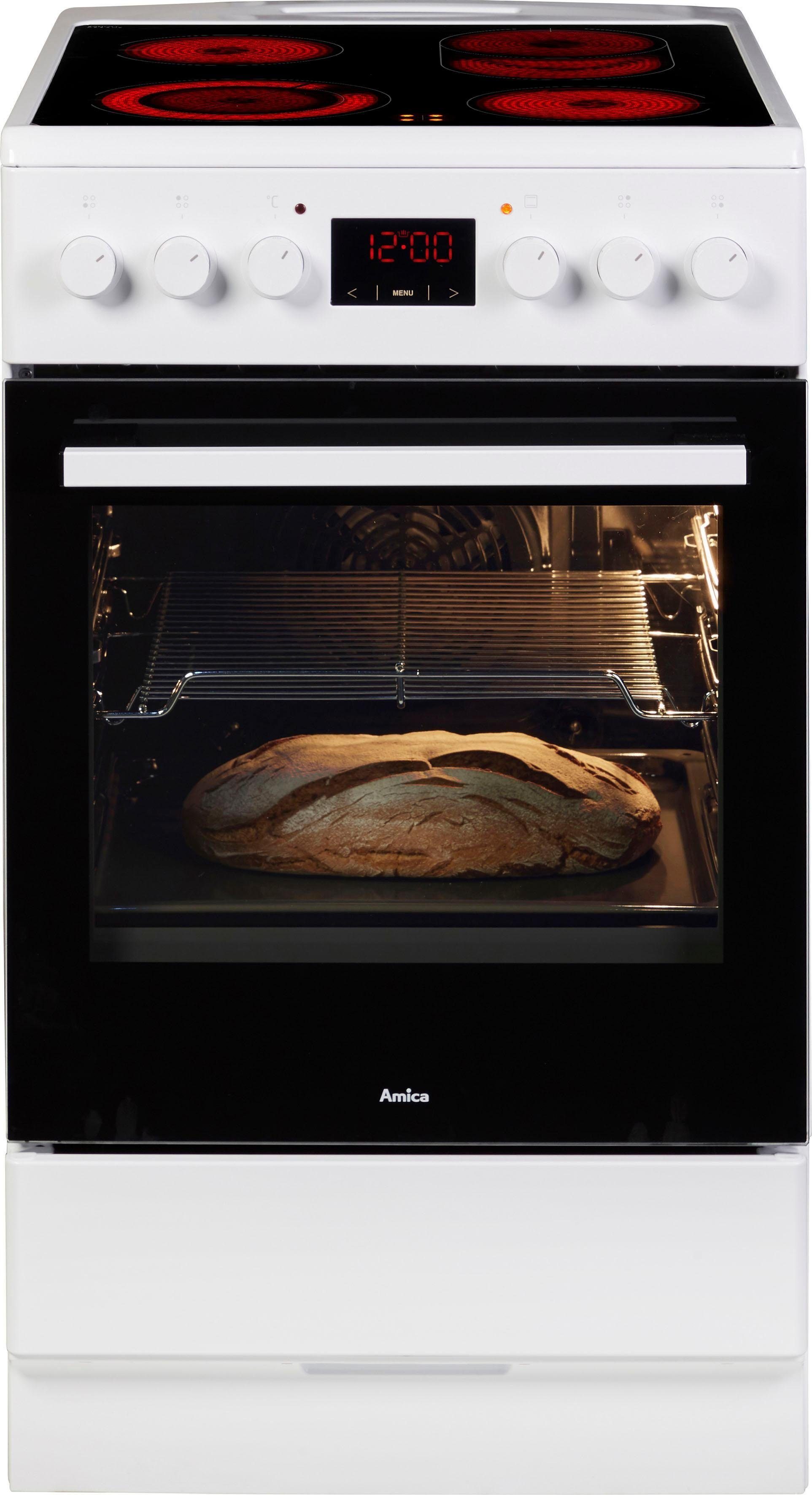 Amica Elektro-Standherd SHC 903 001 W, mit 1-fach-Teleskopauszug, Simple Steam Reinigungsfunktion