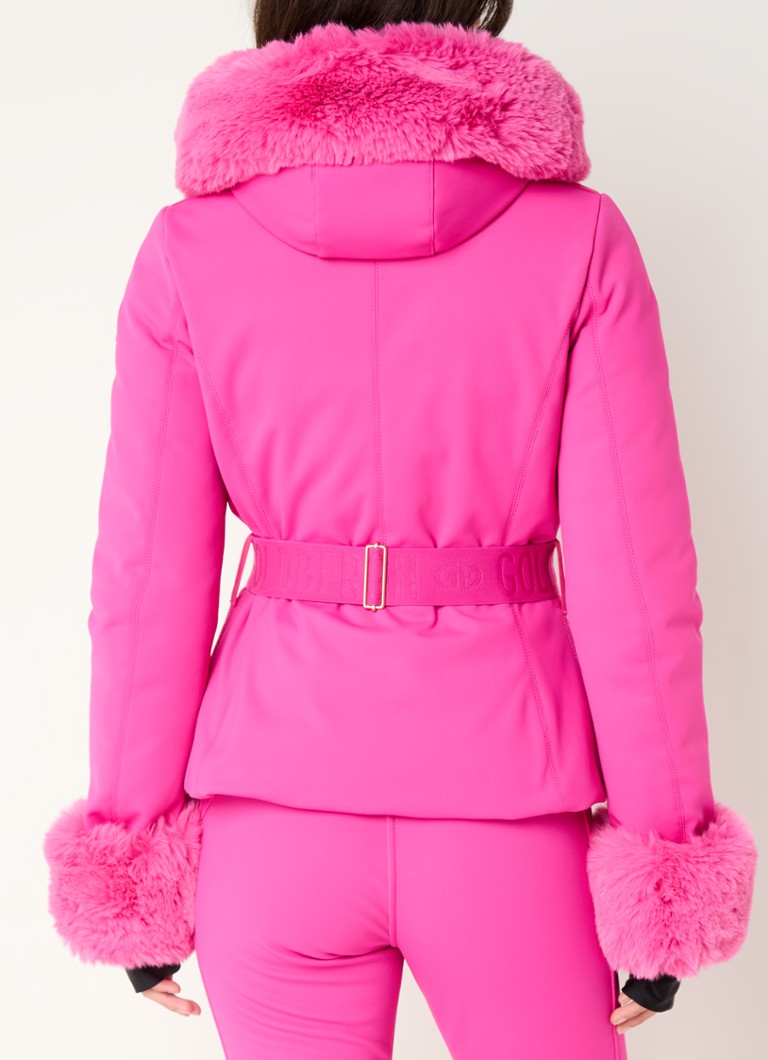 Veste de ski softshell Goldbergh Giselle avec fausse fourrure et ceinture amovibles