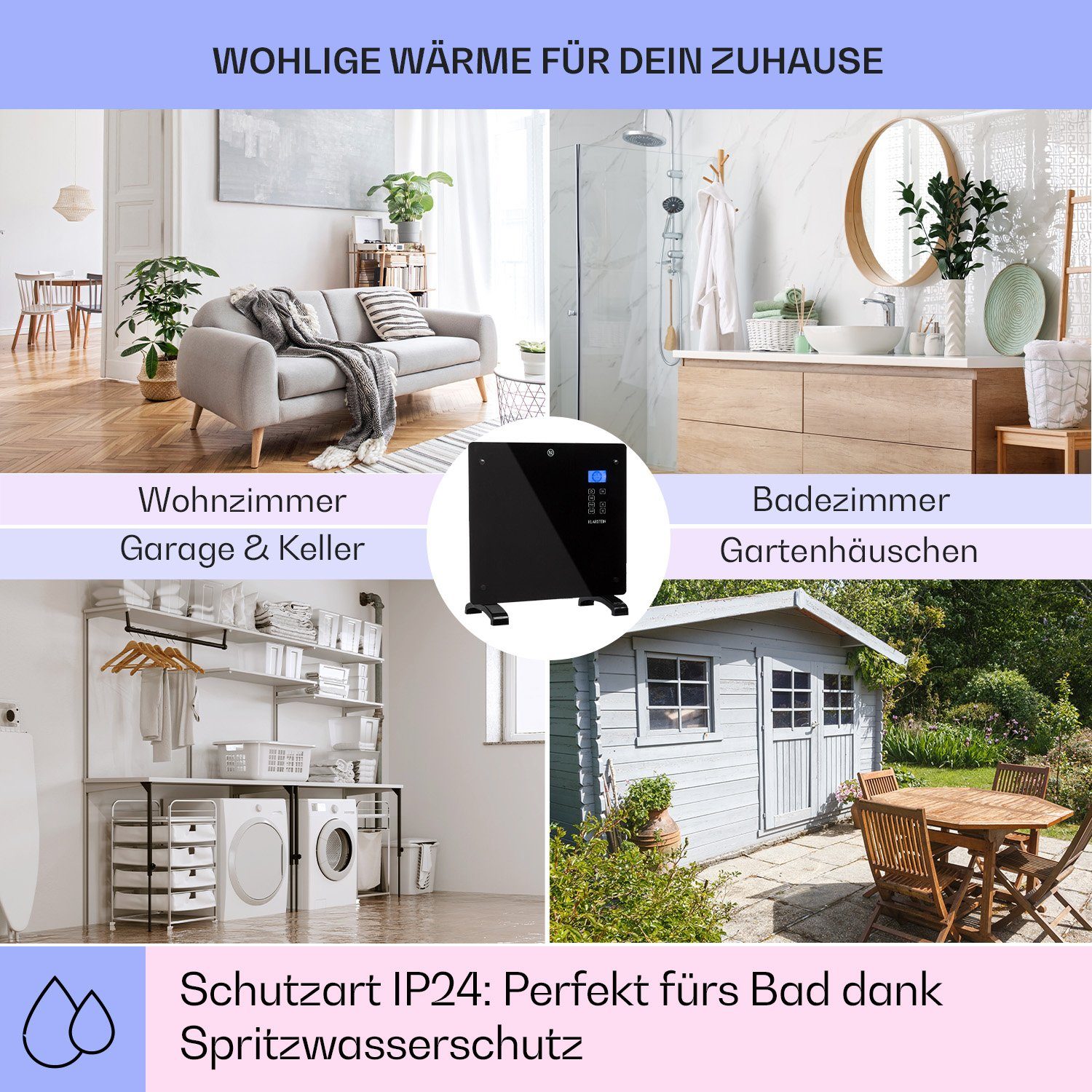 Klarstein Heizstrahler Norderney, 1000 W, Konvektorheizung elektrisch Elektrokoheizung energiesparend Heizkörper