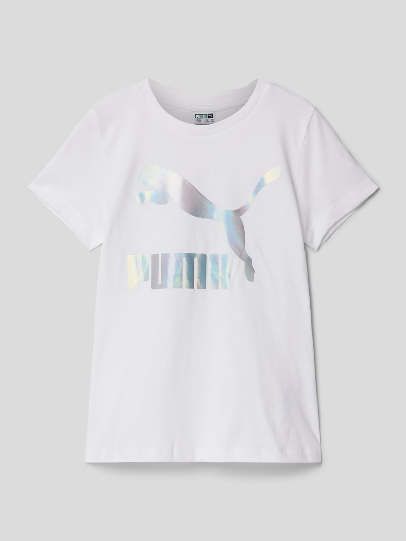 T-Shirt mit Label-Print Modell 'CLASSICS' in weiß