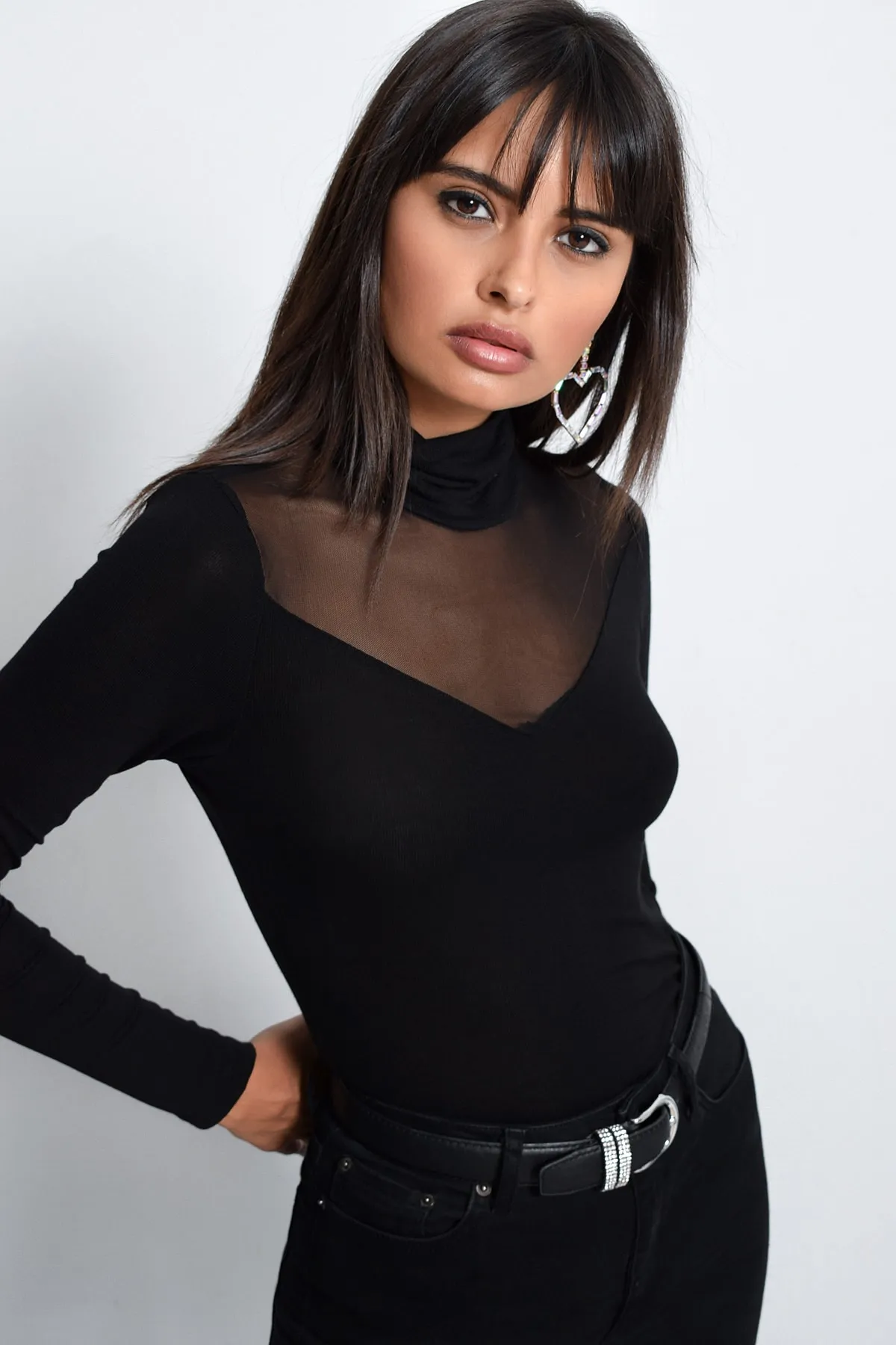 Cool & Sexy  Schwarze Tüllbluse für Damen TZ20751