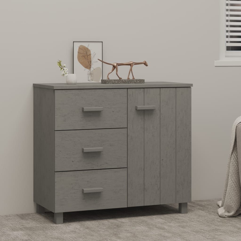 vidaXL Sideboard Sideboard HAMAR Hellgrau 90x40x80 cm Massivholz Kiefer (1 St)