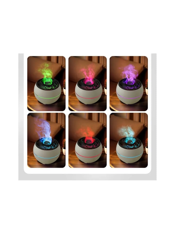 COFI 1453 Aromatherapie-Luftbefeuchter / Diffusor mit bunter Flamme, in Weiß günstig kaufen onesize