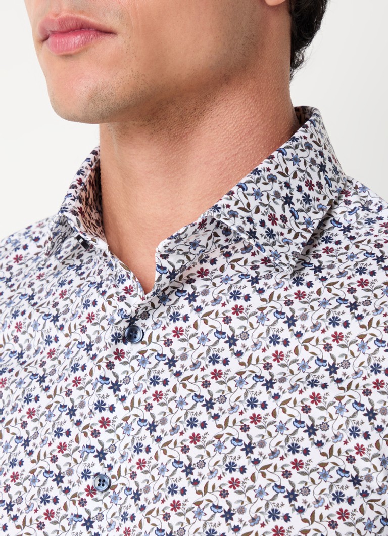 Tricou Olymp Level 5, croială mulată, nu necesită călcare, model floral.
