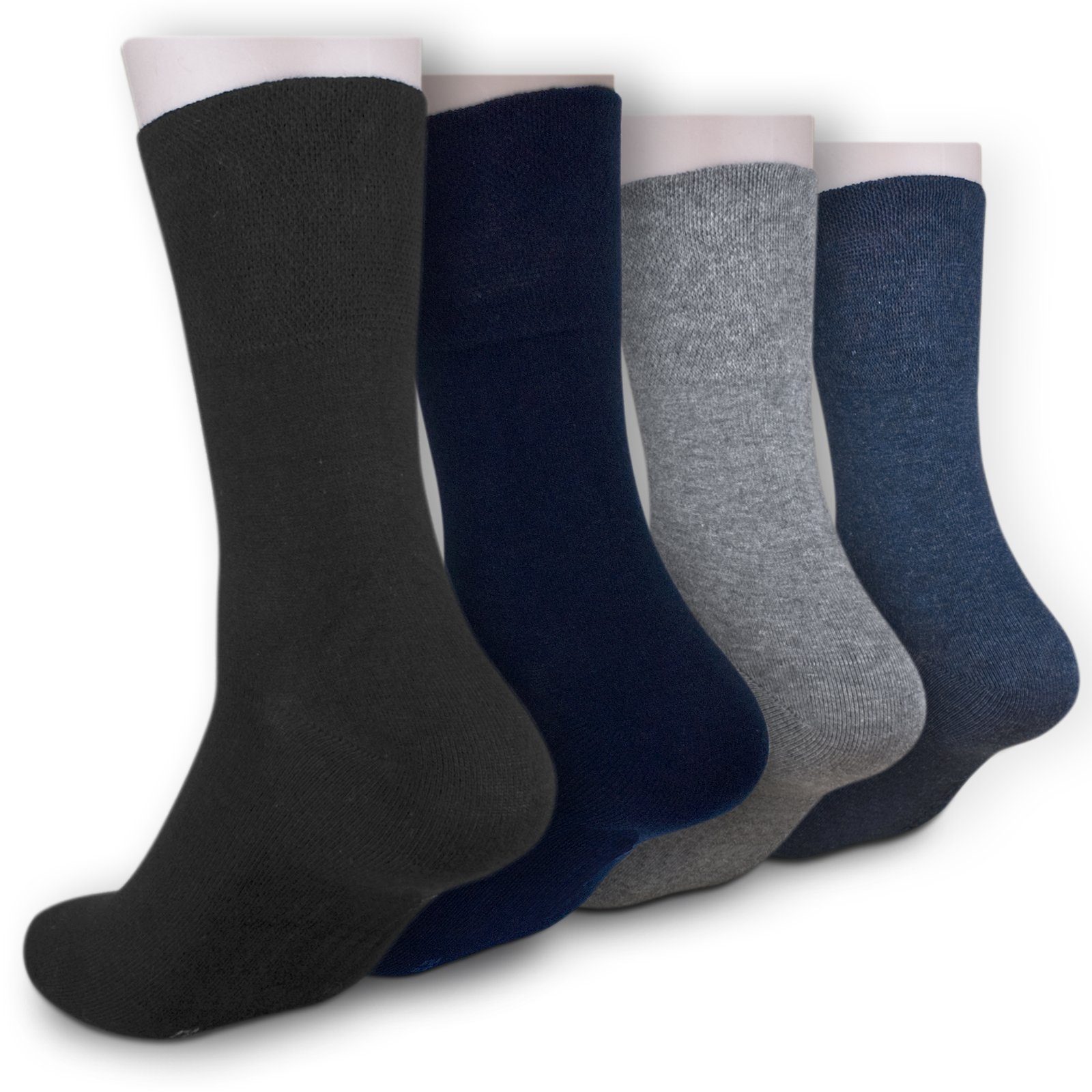 Die Sockenbude Diabetikersocken EXTRA VENENFREUDLICH (Bund, 3-Paar, grau blau schwarz) garantiert ohne Gummi