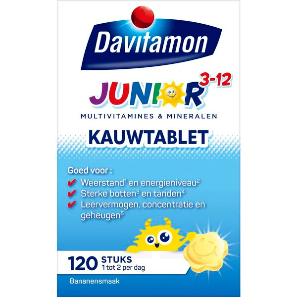 Davitamon Junior 3-12 Compresse masticabili al gusto banana, 120 pezzi