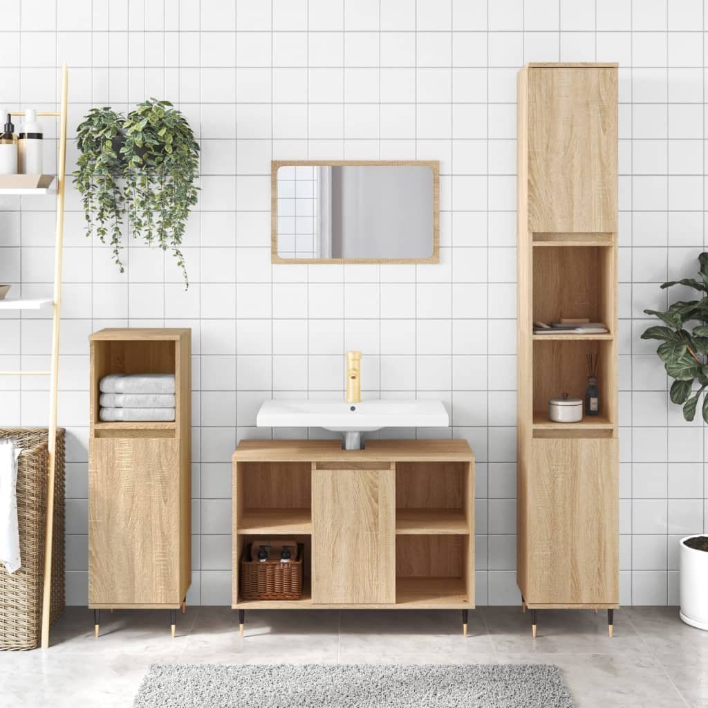 vidaXL Badezimmerspiegelschrank Badschrank Sonoma-Eiche 80x33x60 cm Holzwerkstoff (1-St)