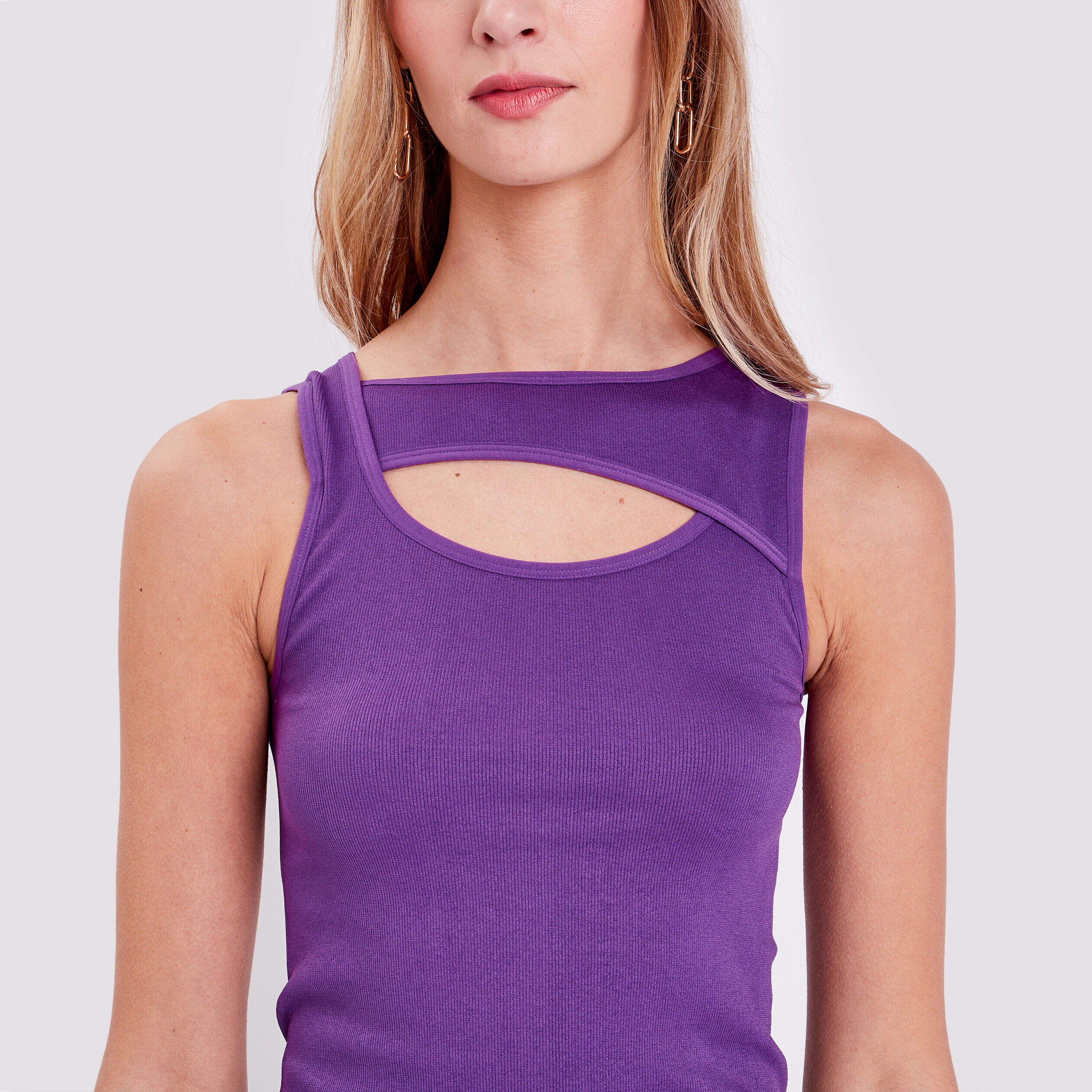 Débardeur avec ouverture violet femme | Cache Cache