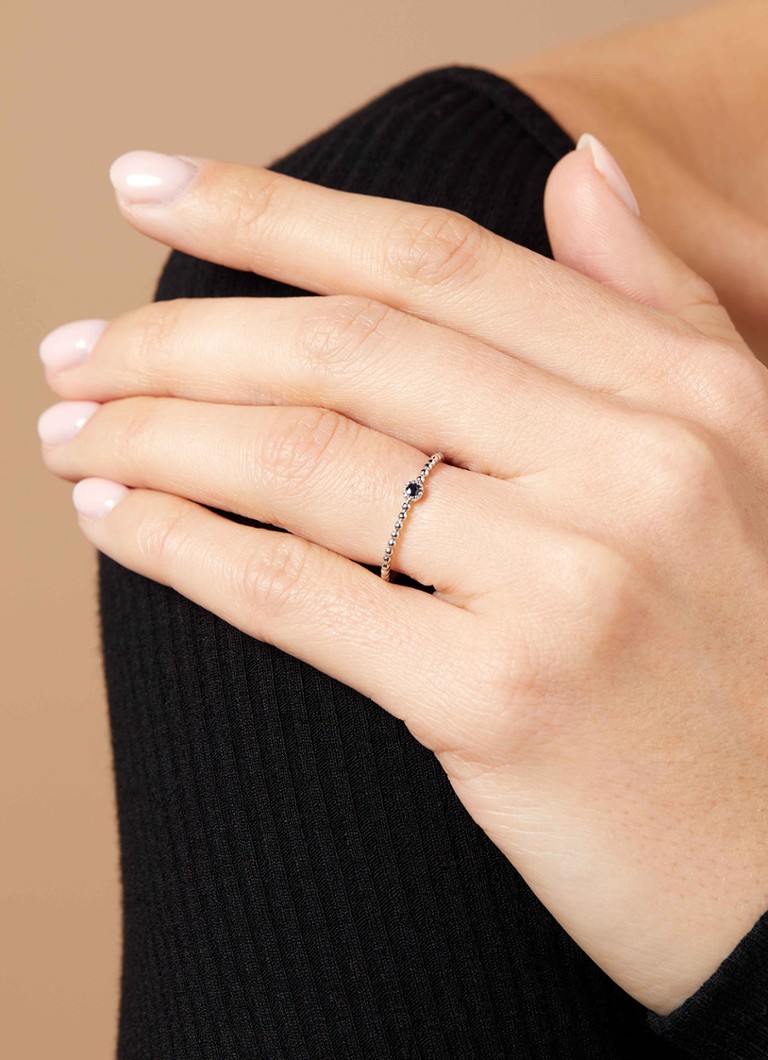 Anello Diamond Point in oro bianco con zaffiro blu da 0,05 ct, Joy
