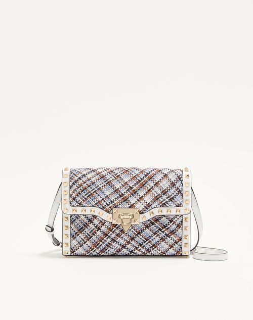 Bolsa de ombro pequena Valentino Garavani Rockstud em tecido trançado