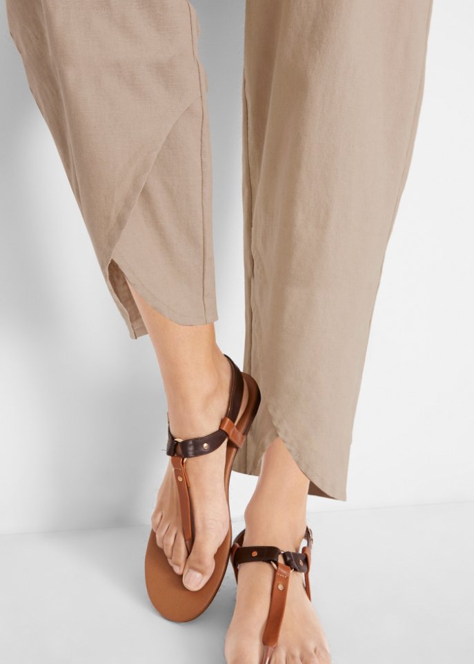 Knöchelfreie Hose mit Leinen und High-Waist-Bequembund, Loose-Fit