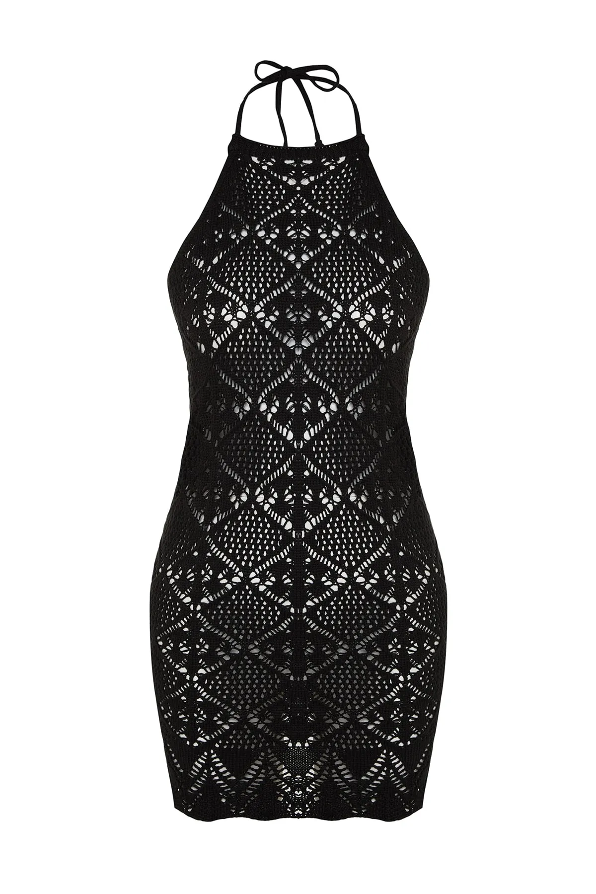 Trendyol Collection  Schwarzes, figurbetontes Mini-Strandkleid aus Strick TBESS23EL00240
