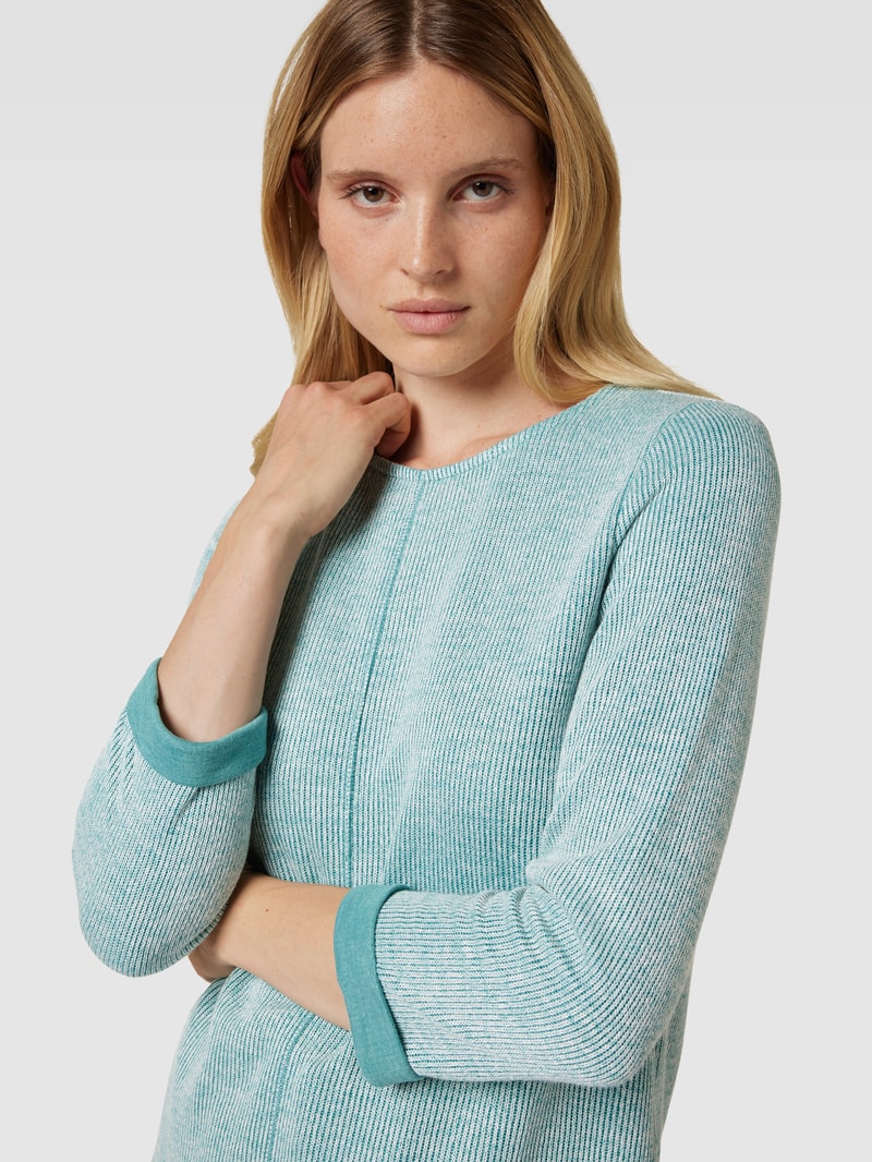 Pullover aus Viskose-Mix mit 3/4-Arm in petrol meliert