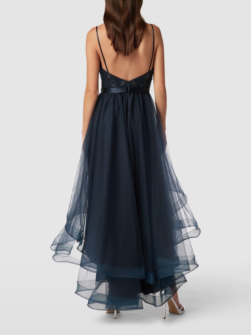 Abendkleid mit Ziersteinen in dunkelblau