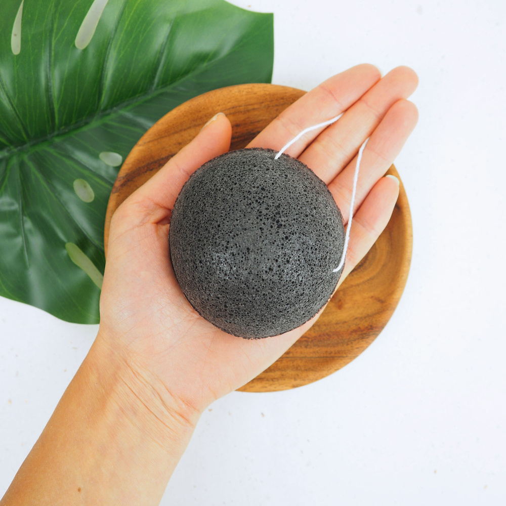 feel natural Eponge Konjac Visage Charbon Eponge konjac visage