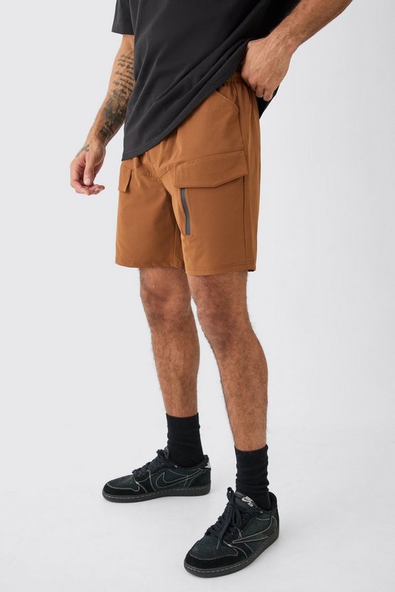 Lockere elastische Lightweight Stretch Cargohose mit Reißverschluss