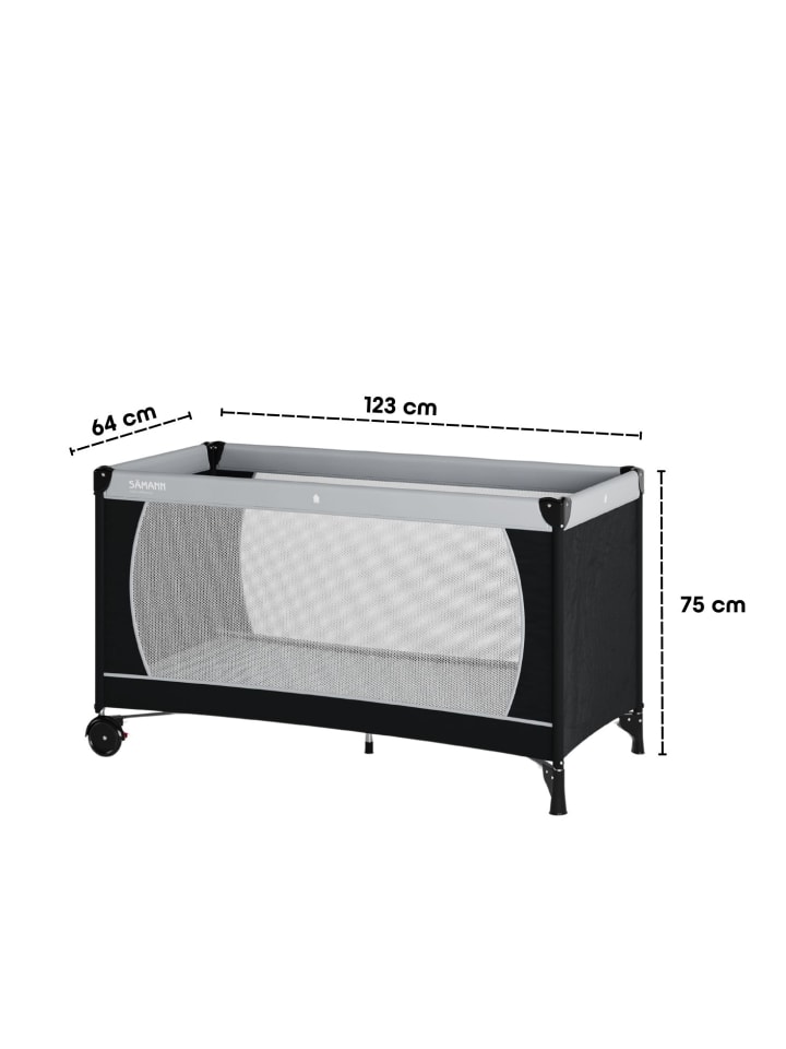 Sämann Reisebett 60x120 cm - fold & go - faltbares Babybett, schwarz/grau günstig kaufen 60x120 cm