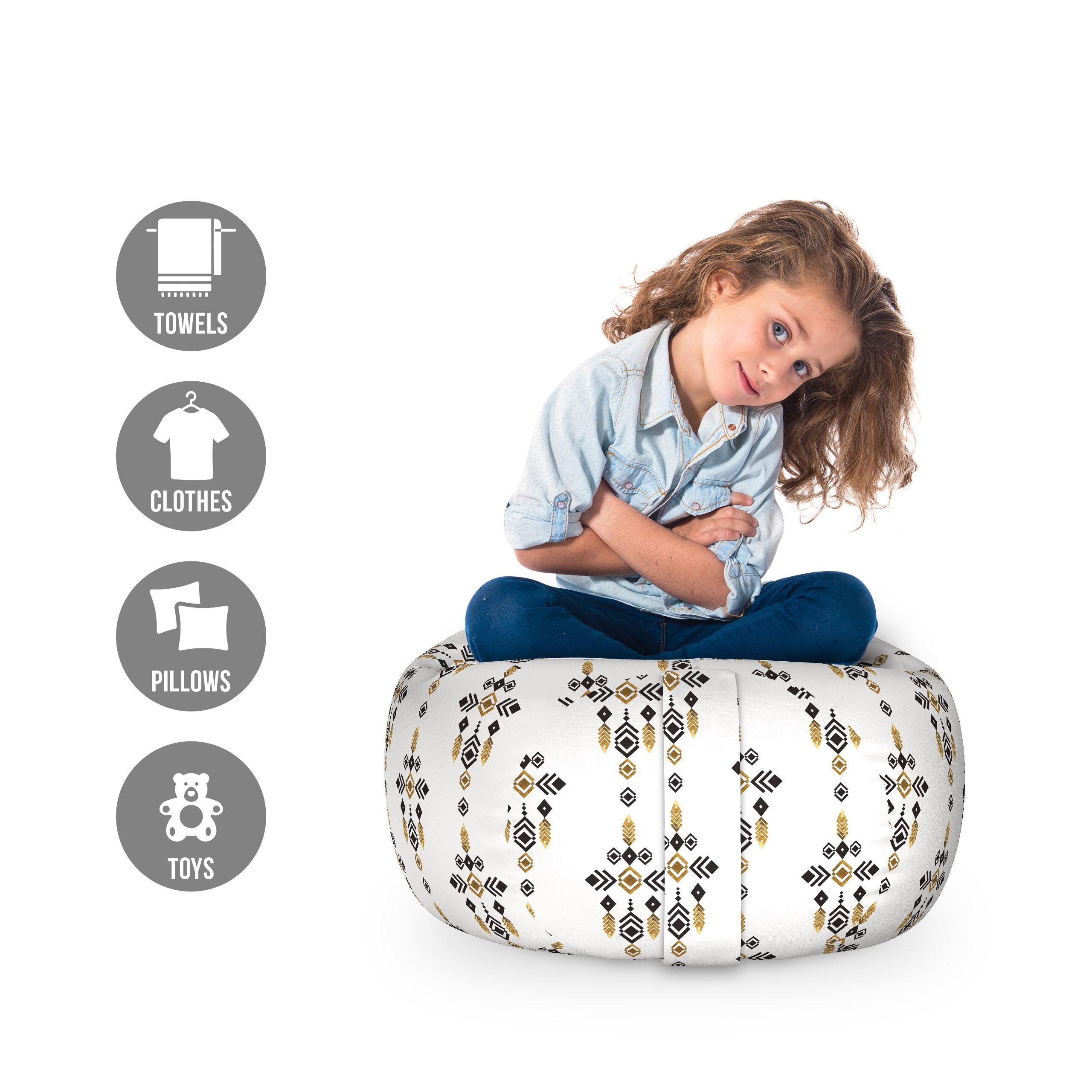 Abakuhaus Spielzeugtruhe Gefüllter Tier Organizer Waschbare Tasche für Kinder, Stammes Geometrische Aztec Kunst