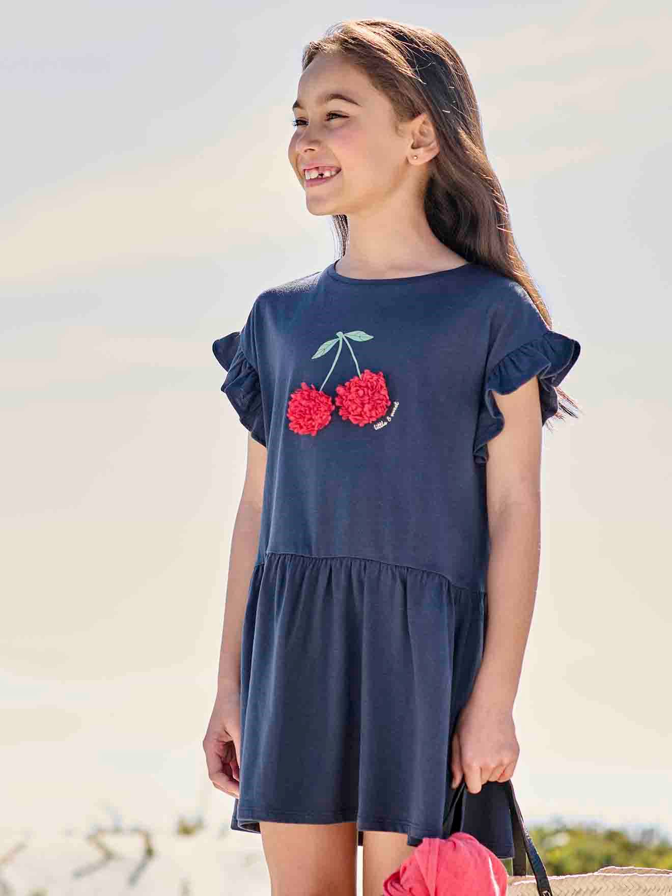 Vertbaudet Mädchen Sommerkleid mit 3D-Motiv - marine