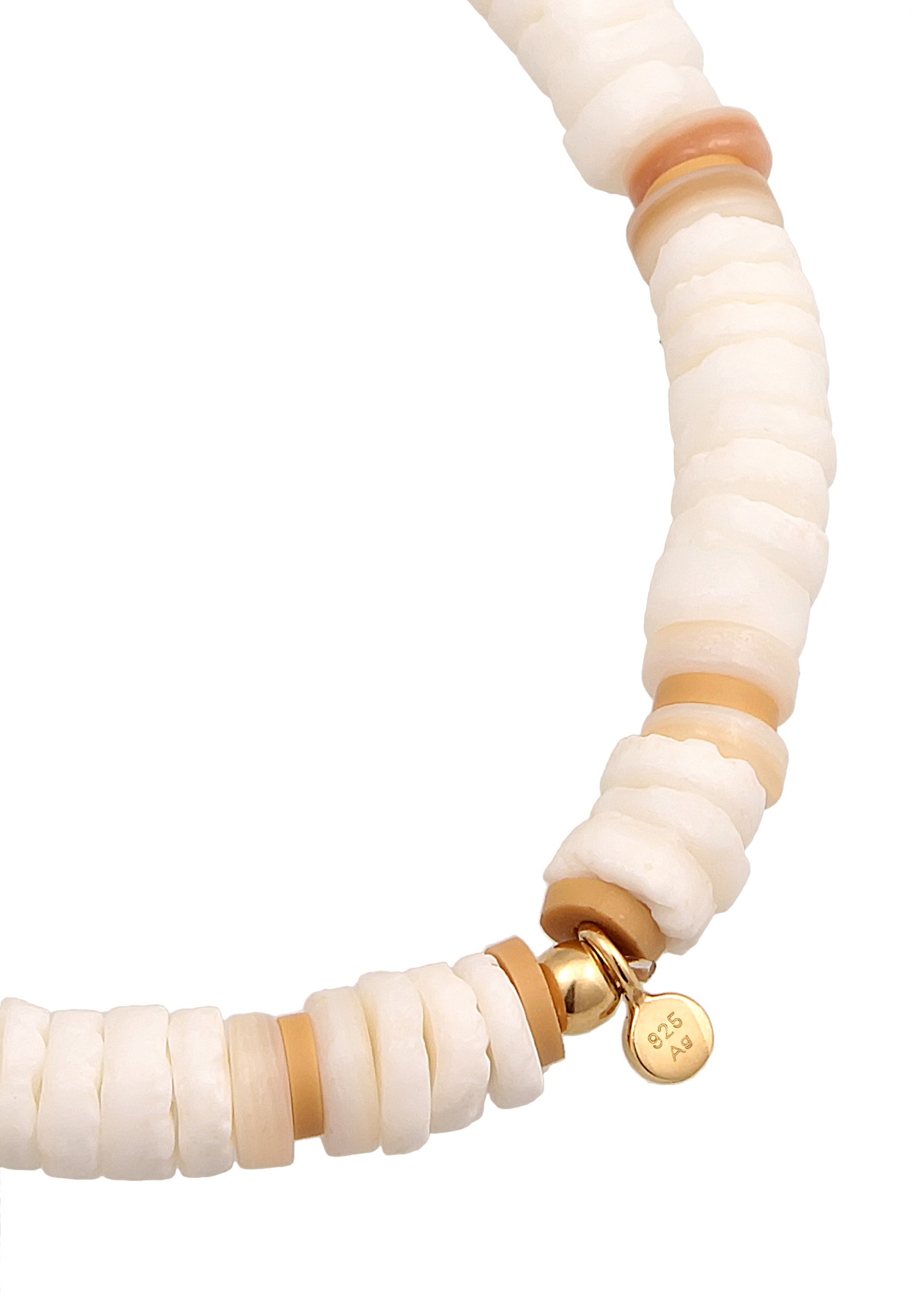 Elli Mujer Estilo Surfista Tendencia Playa con Cuentas Heishi en Plata de Ley 925 Chapada en Oro