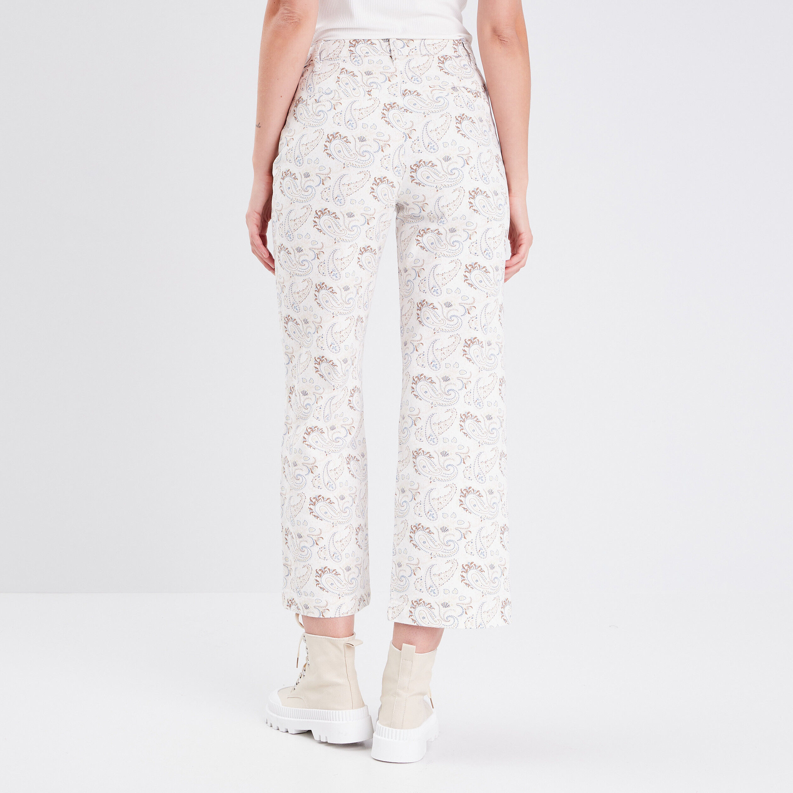 Jeans wide leg taille haute beige femme | Cache Cache