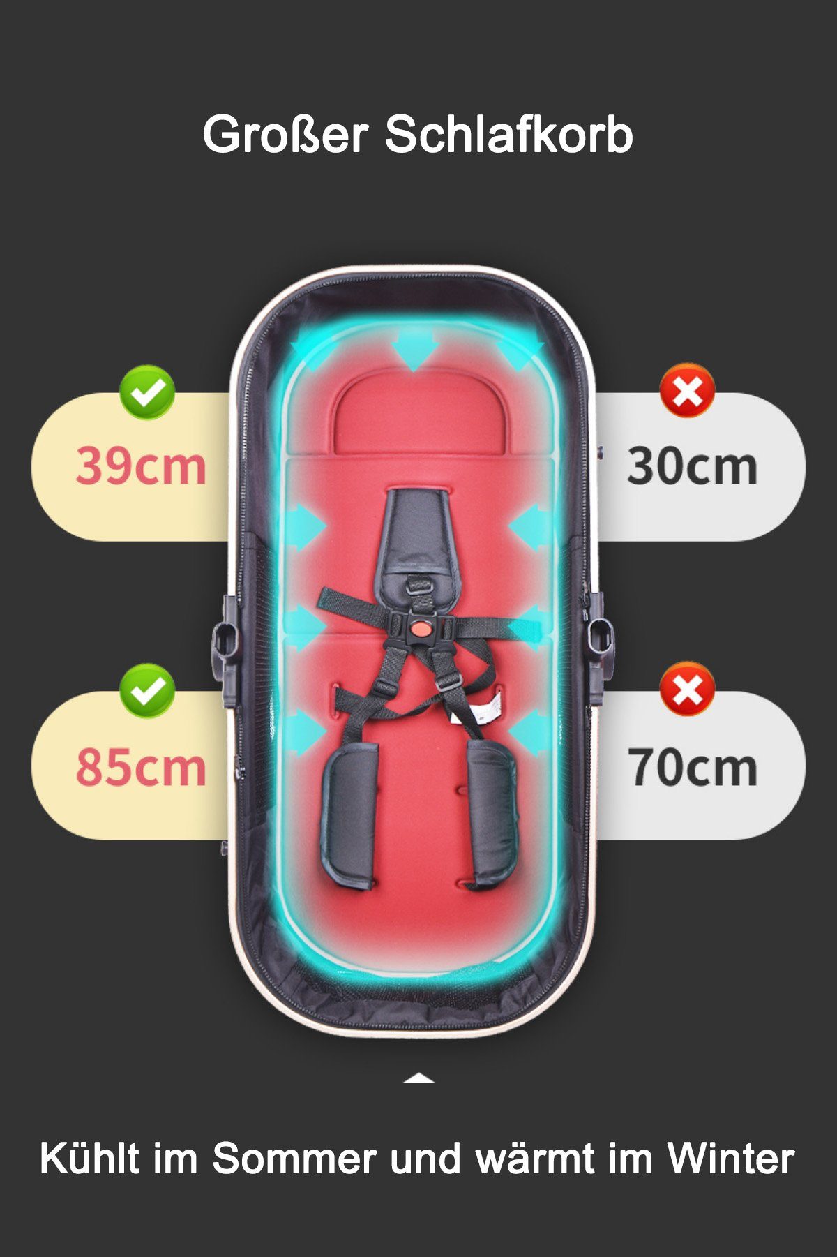 TPFLiving Kombi-Kinderwagen Babyschale Baby Buggy Babywanne 5-Punkt-Sicherheitsgurt Moskitonetz, Getränkehalter Kinderwagen 3 in 1 inkl. großem Zubehörset Schwarz