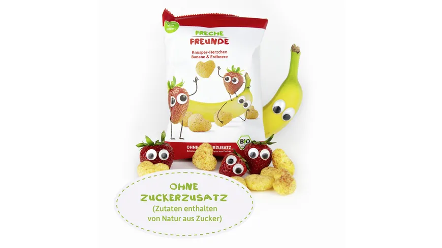 Freche Freunde Bio Knusper-Herzchen Banane & Erdbeere 30 g
