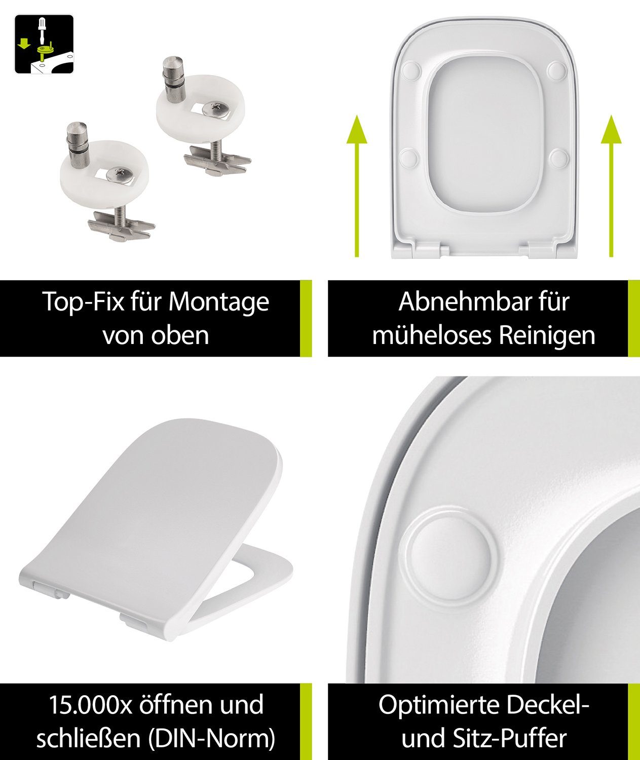 aquaSu WC-Sitz Tamia, Für Geberit Smyle Square und Renova Plan WC, Absenkautomatik, 407533