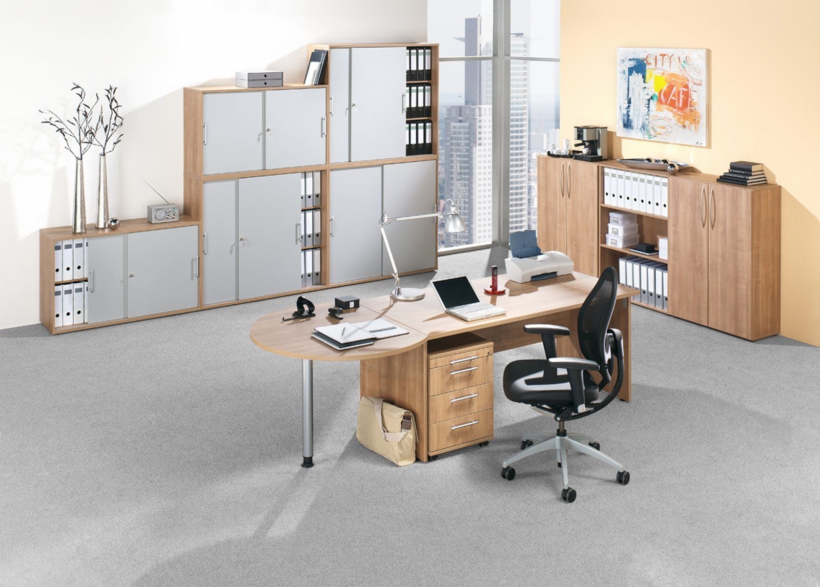 bümö Aktenregal basic Aktenregal - 3 Ordnerhöhen, Dekor: Graphit