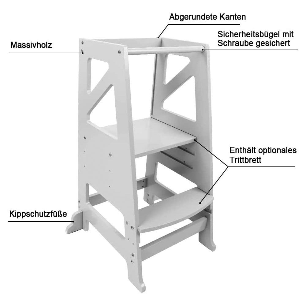 Dripex Stehhilfe Lernturm Für Kinder ab 1 Jahr Tritthocker mit Tafel